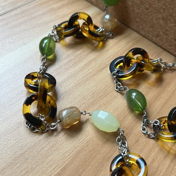 Talbots Tortoiseshell & Beaded Chain Necklace - Long - Picture 6 of 10